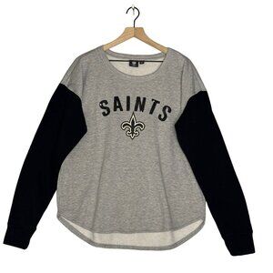 NFL Womens New Orleans Saints Sequins Gray & Black Sweatshirt Plus Size XXL
